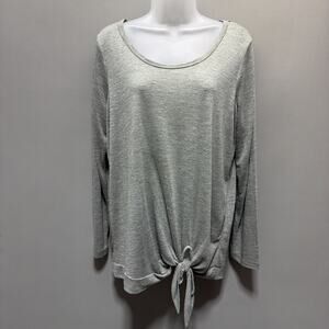 Cupio Women's Gray Size Large Stretch Long Sleeve Pullover Blouse Shirt Top